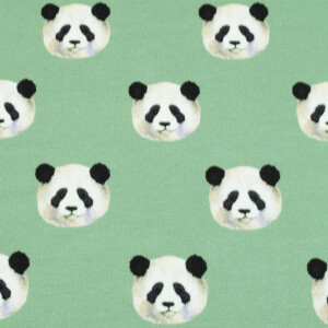 100x150 cm sweat/french terry Digitaldruck Panda altgrün Blooming Fabrics