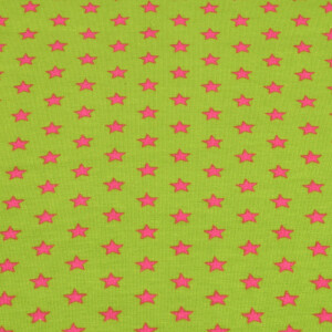 95x150 cm baumwolljersey Sterne rosa/grün