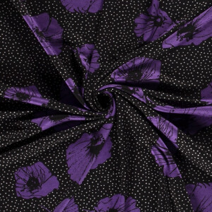 Jersey stoff discharge bedruckt blume violett