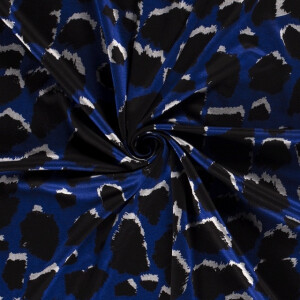 Jersey stoff discharge bedruckt panther königsblau