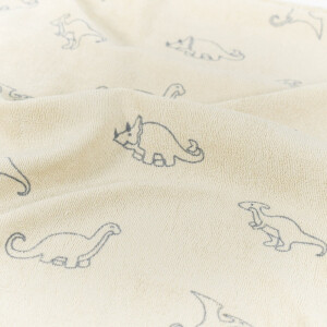 Stretch Frottee bedruckt Dinos beige