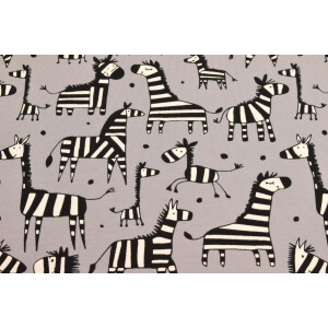 100x150 cm Baumwolljersey Zebras Grau