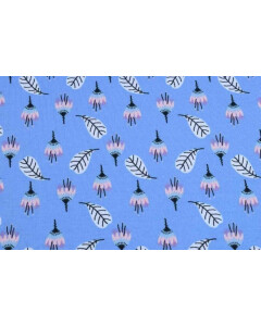 100x150 cm Baumwolljersey Blumen Kobalt