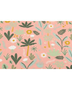100x150 cm Baumwolljersey Pflanzen lachs
