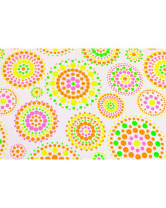 100x150 cm Baumwolljersey Neon Punkte/Kreise weiß