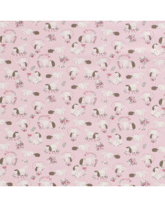 100x150cm Baumwolljersey Hasen und Igel rosa