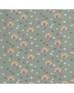 100x150cm Baumwolljersey Regenbögen dunkelmint