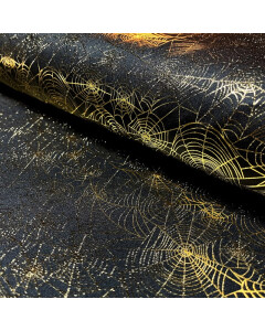 Polyester Jersey Spinnweben Folie schwarz/gold