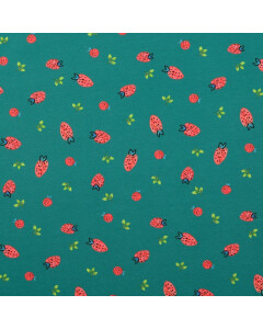 Baumwolljersey digitaldruck erdbeeren petrol