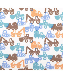 Baumwolljersey baufahrzeuge blau