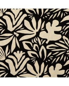 Viskose leinen bedruckt blumen schwarz