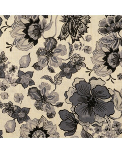 Viskose leinen digitaldruck blumen grau