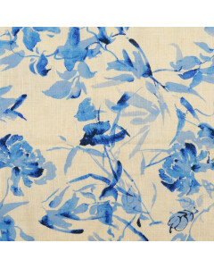 Viskose leinen digitaldruck blumen blau