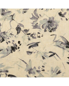 Viskose leinen digitaldruck blumen grau