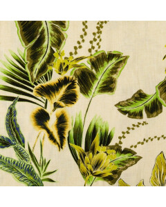 Viskose leinen digitaldruck palmen olivgrün