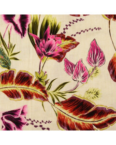 Viskose leinen digitaldruck palmen rosa