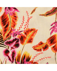 Viskose leinen digitaldruck palmen orange