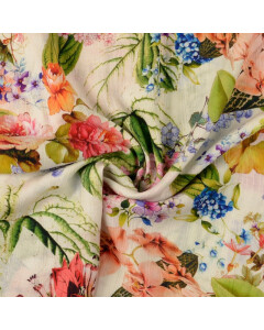 Viskose popeline crushed digitaldruck blumen rot