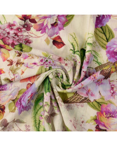 Viskose popeline crushed digitaldruck blumen lila