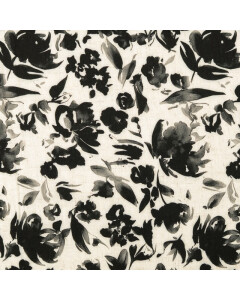 Viskose leinen digitaldruck blumen schwarz