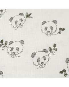 Baumwoll Musselin Pandas offwhite