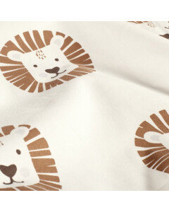50x150cm Baumwolljersey Bio Naturel Löwen offwhite