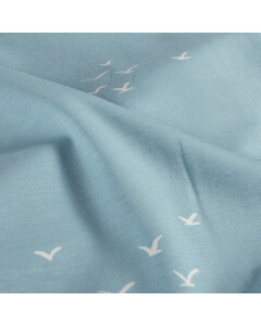 Baumwolljersey Vögel babyblau