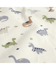 50x150cm Baumwolljersey Dinos offwhite