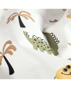 50x150cm Baumwolljersey Dinos offwhite
