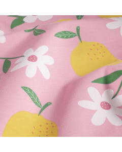 50x150cm Baumwolljersey Zitronen rosa