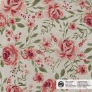 Dekostoff leinen-optik digitaldruck blumen beige/hellrosa