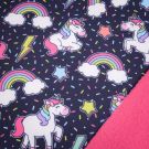 Softshell digitaldruck einhörnder und regenbogen marine/pink