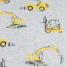 Sweat/french terry digitaldruck baufahrzeuge hellgrau meliert