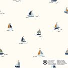 Baumwolle popeline segelboote offwhite