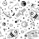 Baumwolle popeline raketen weiß