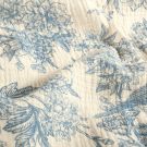 Baumwoll musselin blumen und vögel kobalt