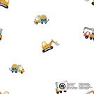 Baumwolle popeline baufahrzeuge weiß