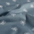 Baumwolle popeline kleeblätter stahlblau