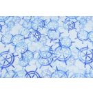 100x150 cm baumwolljersey digitaldruck steuerräder weiß/blau