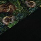 Softshell digitaldruck dinos und pflanzen grün/schwarz