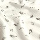 Baumwoll musselin vögel offwhite