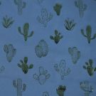 95x150 cm baumwolljersey kakteen stahlblau/grün-metallic