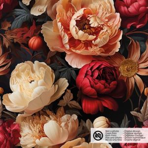 Samt stoff digitaldruck blumen rot