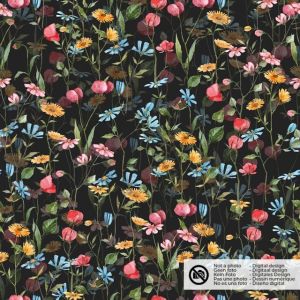 Samt stoff digitaldruck blumen schwarz