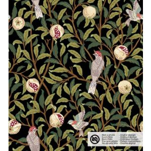 Dekostoff panama digitaldruck vögel schwarz