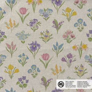 Dekostoff leinen-optik digitaldruck blumen beige