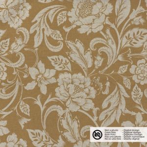 Dekostoff leinen-optik digitaldruck blumen camel