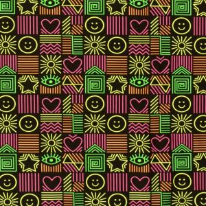 Sweat/french terry angerauht neon blockmuster schwarz