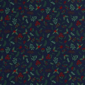 Baumwolle christmas zweige marine/gold