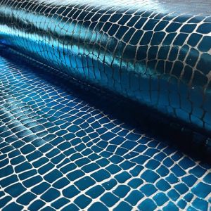 Lamé stretch foliendruck kroko aqua